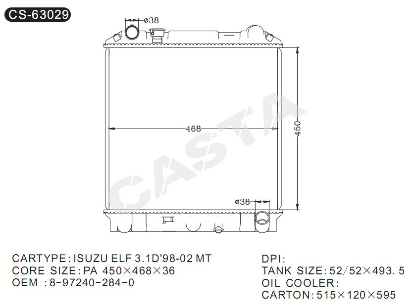 Original Quality Aluminum Auto Radiator for Isuzu Elf 3.0d'98-02 MT