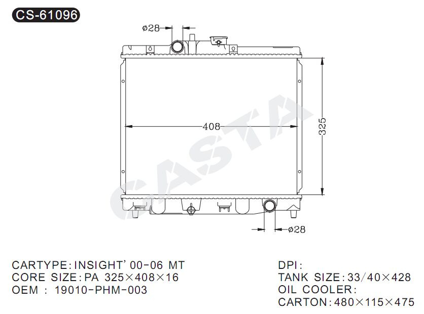 Water radiator good quality for Honda Insight'00-06 mt