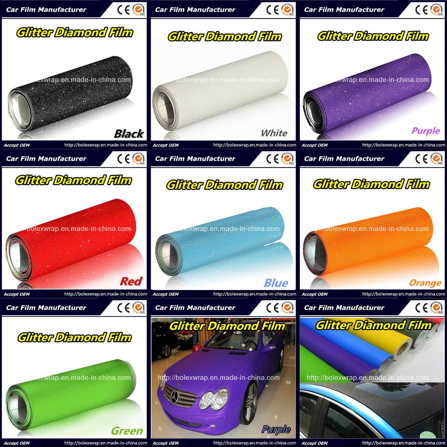 High Quality Brilliant Diamond Film, Pearlized Diamond Car Body Vinyl Car Wrap Vinyl Film