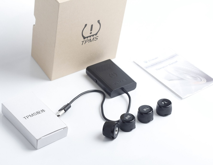 Car TPMS 4 External Replaceable Battery Sensors APP Display Tire Pressure Monitoring System
