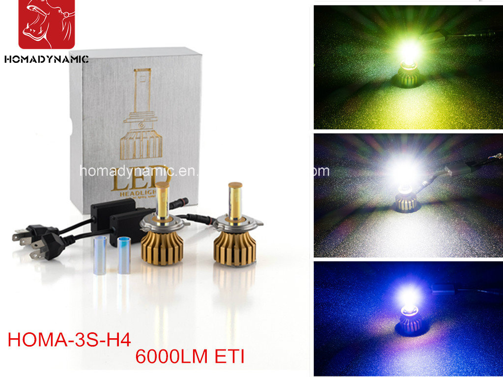 2016 3600lm ETI 3s LED Headlights 30W LED Headlight Bulbs 3000-8000k Color H4 LED Headlight