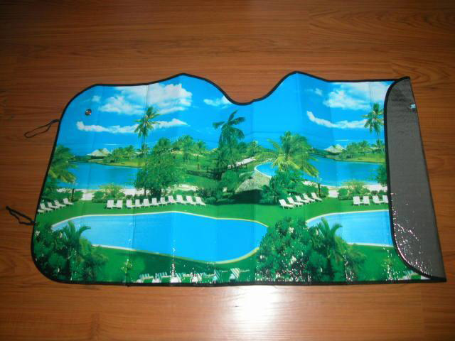 Auto Front Sunshade with One Side Coated and Another Side Heat Transfer Printing