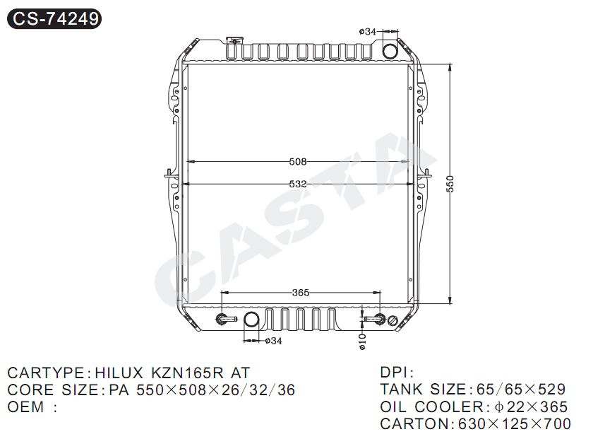 Advanced Auto Radiator for Hilux Kzn165r AT