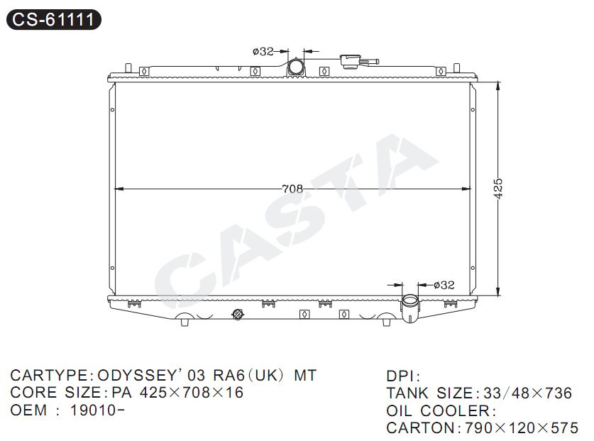 Attractive Price Aluminum Radiator for Honda Odyssey'03 Ra6 (UK) Mt