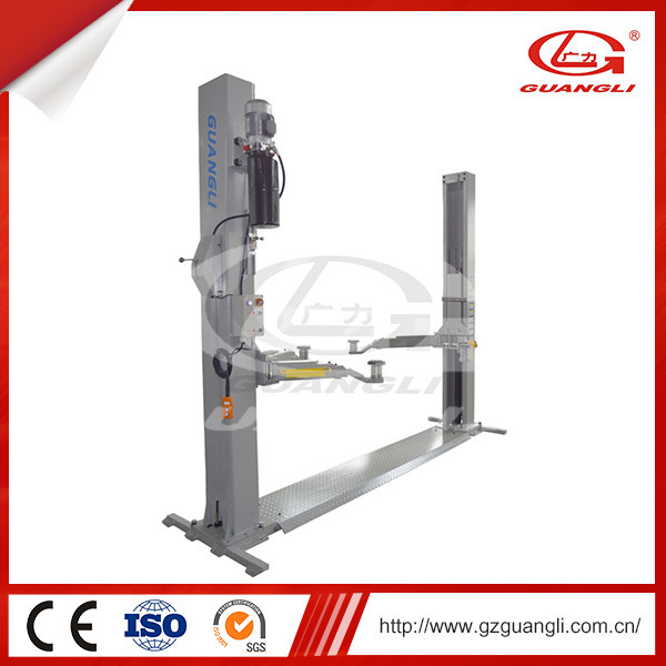Automobile Service Station Tools Guangli Manufacturer Hydraulic Two Post Car Lift with Floor Plate
