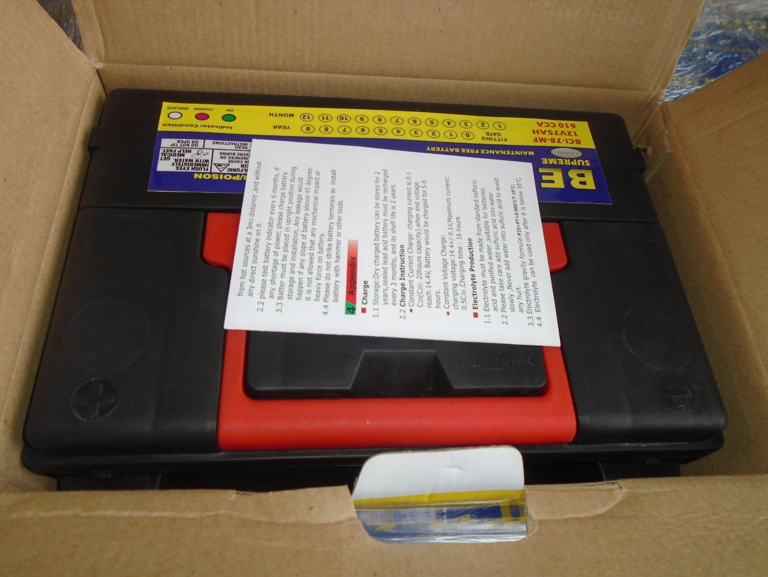 Bci-78-610 12V75ah America Standard Car Battery