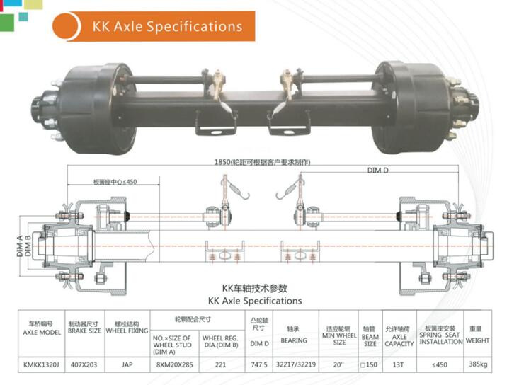 Trailer Part Thailand Type Axle Kk Axle