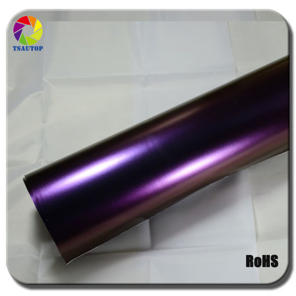 Tsautop Glossy Chameleon Maroon Purple Car Wrap Film