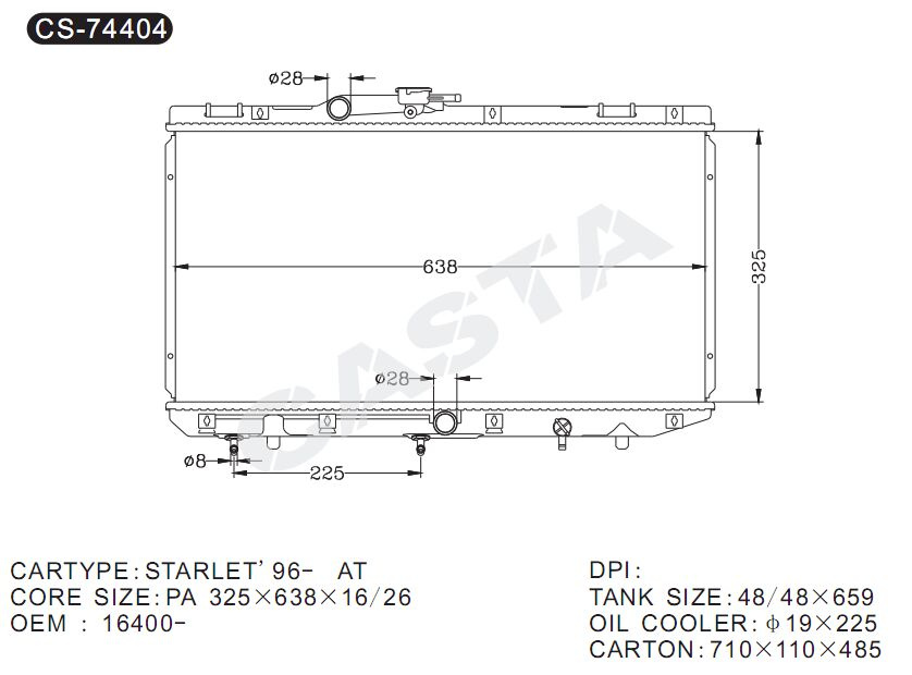 Perfect aluminum radiator for Toyota Starlet'96-AT