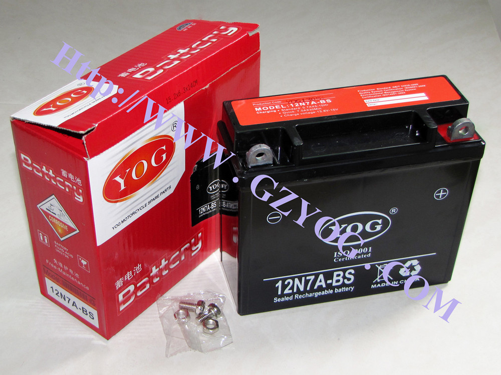 Yog Power Supply Motorcycle Dry Rechargeable Battery 12n7a BS