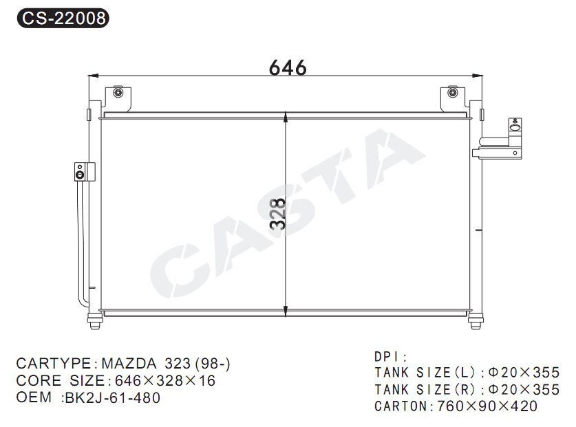 High quality condenser for Mazda 323 (98-)