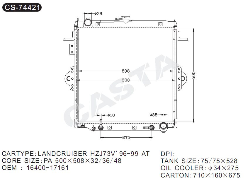 Auto Parts Cooling System Aluminum Radiator For Landcruiser Hzj73v'96-99 AT