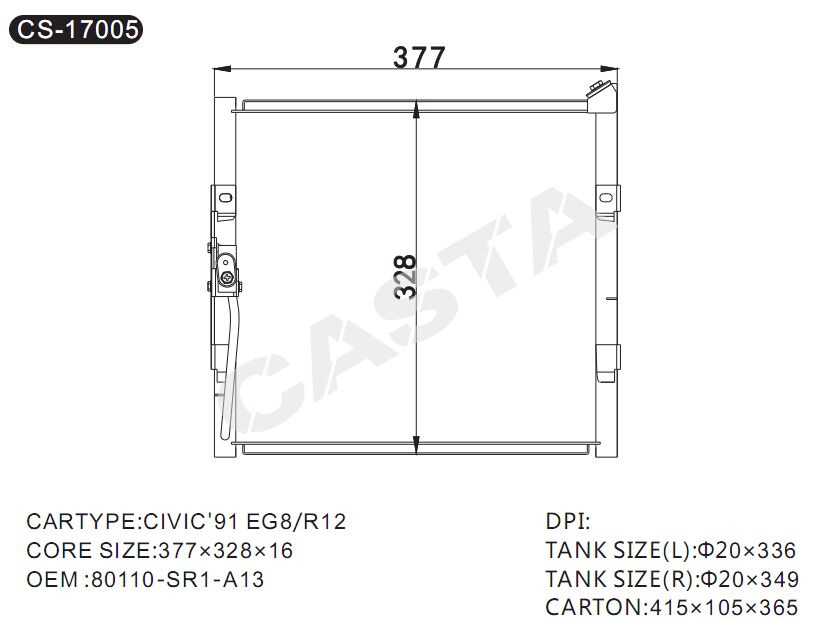 High quality condenser for Honda Civic'91 Eg8/R12
