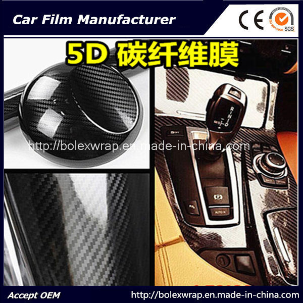 High Glossy Black 3D Texture 5D Carbon Fiber Vinyl Car Wrap Film