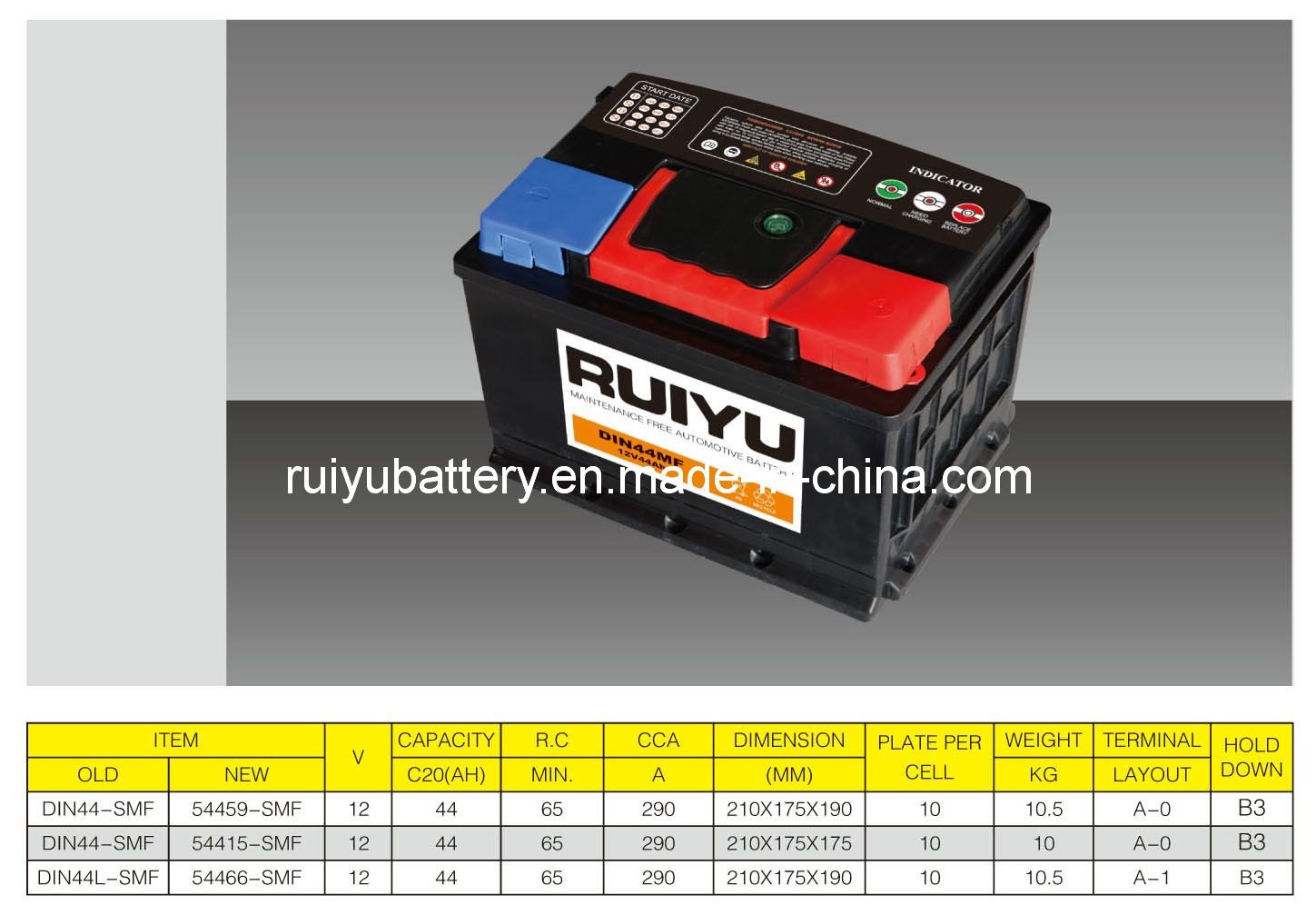 12V44ah DIN44 Auto Battery Car Battery