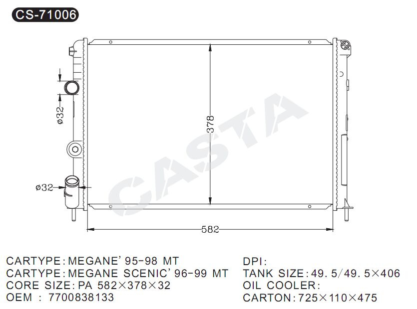 Competitive Rates Aluminum Radiator for Renault Megane'95-98MT