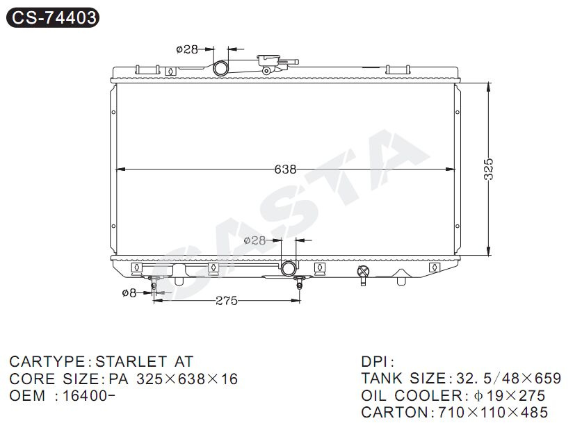 Reasonable Price Auto Radiator for Toyota Starlet at