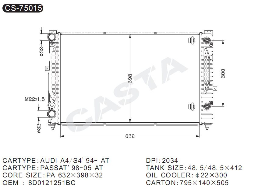 Suitable for Volkswangen Passat'98-05 Aluminum Radiators for Sale