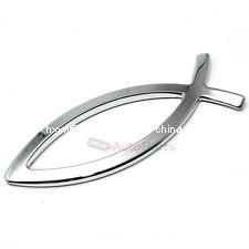 3D Chrome Ichthus Christian Jesus Fish Emblem-Decal for Auto-Car-Truck