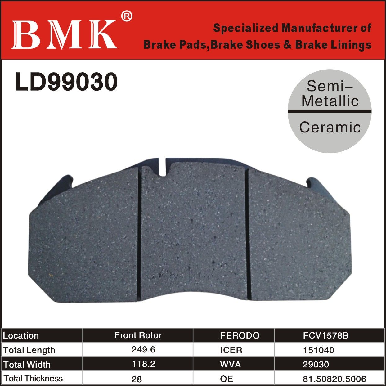 Preminum Truck Brake Pads (LD99030)