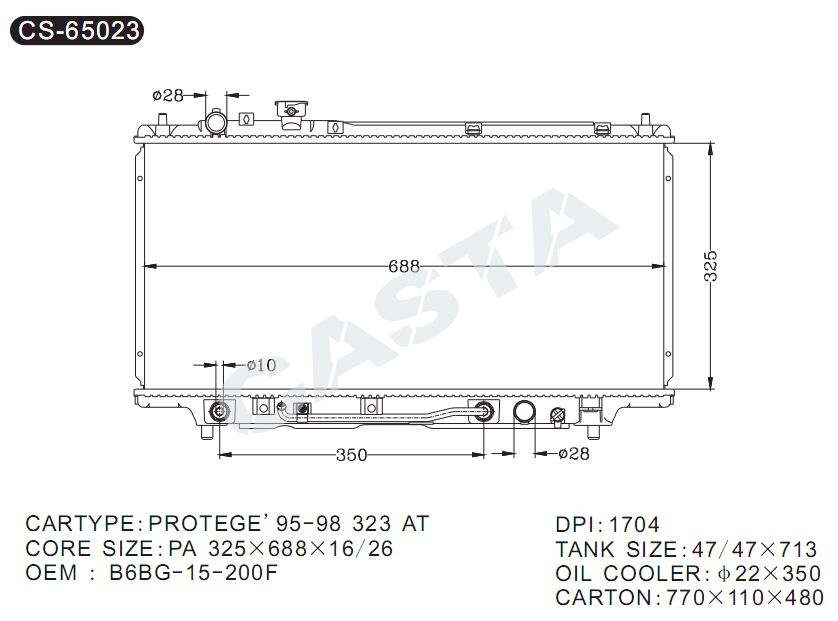 Best Selling Auto Radiator for Mazda Protege'95-98 323AT