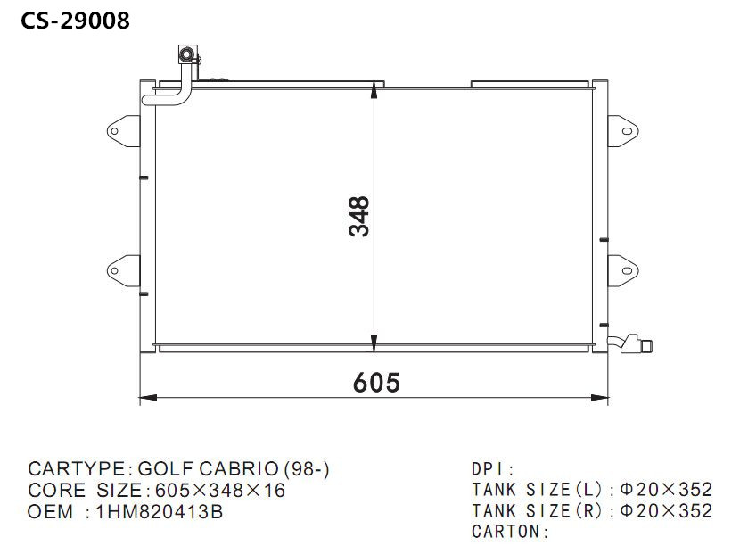 Cheap car condenser for Golf cabrio (98-)