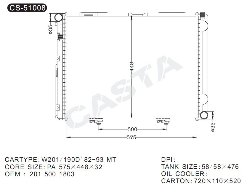 Auto Radiator for Benz 82-93 with OEM: 2015001803