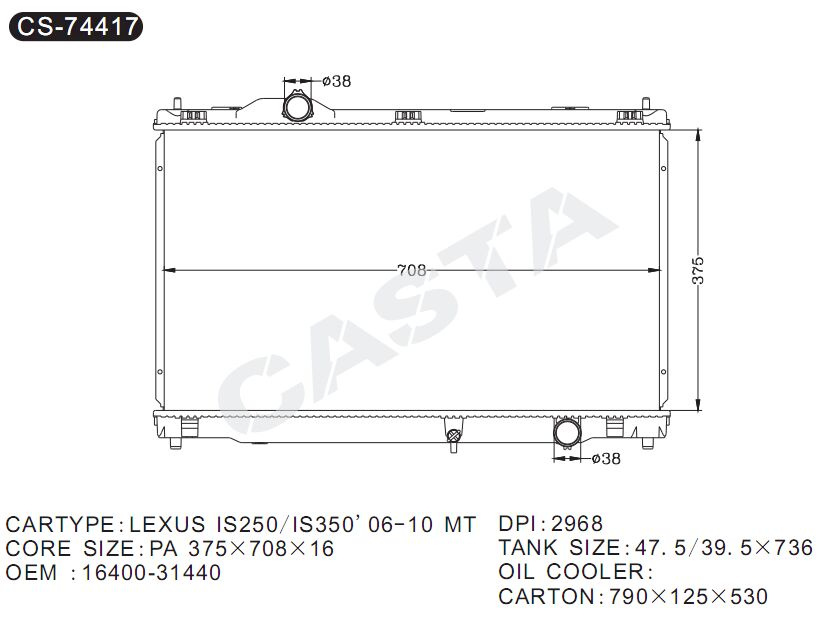 Excellent Quality Aluminum Radiator for Lexus Is250/Is350'06-10 Mt