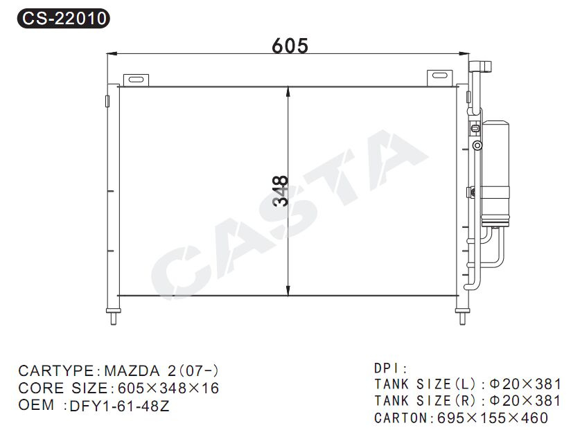 Condenser For Mazda 2 (07-)