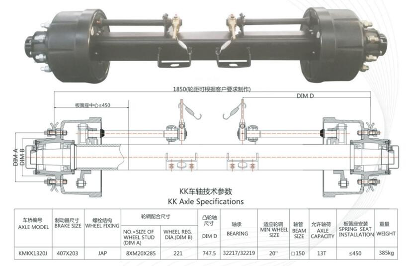 Special Specifications for Thailand Type Axle Kk Axle