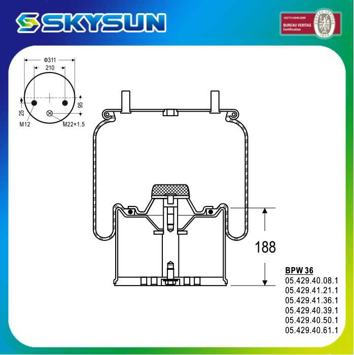 BPW Rubber Truck Parts Air Shock Absorber