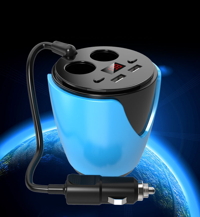 LED Display Cup Shape Dual USB Ports Car Battery Charger