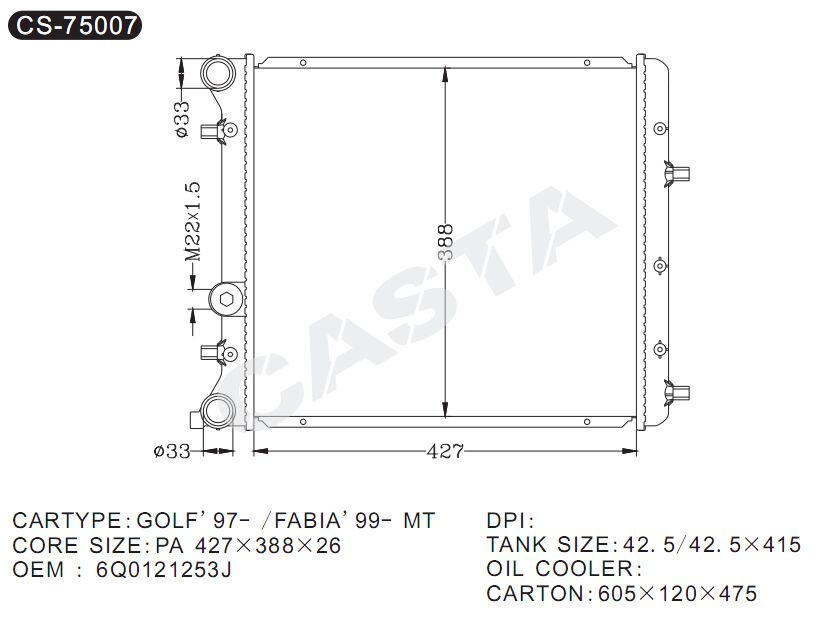 More Attractive Prices Car Radiator for Golf'97-/Fabia'99-Mt