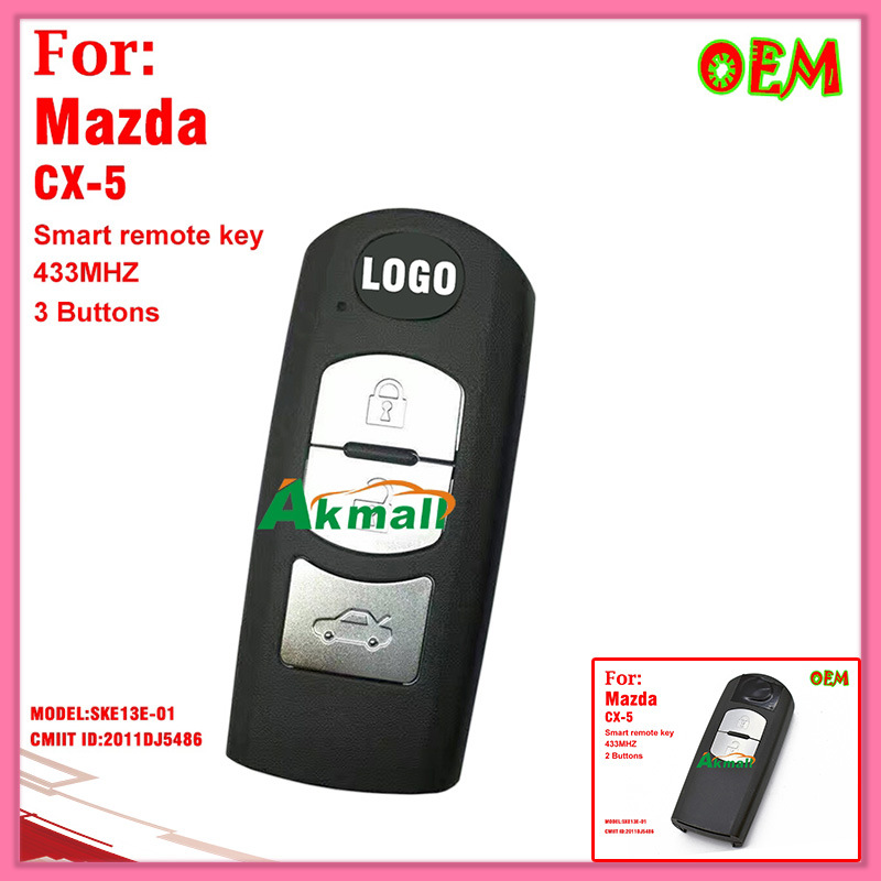 Auto Remote Key for Mazda 3 Buttons 433MHz Model Ske13e-01 Cmiit ID 2011DJ5486