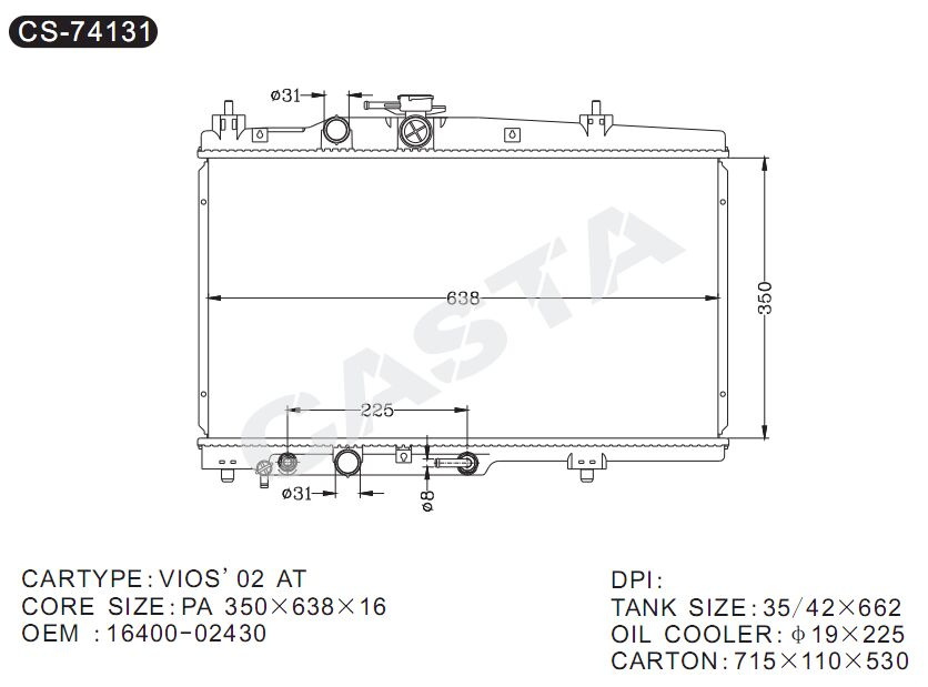 Whole sale auto radiator for Vios'02 at
