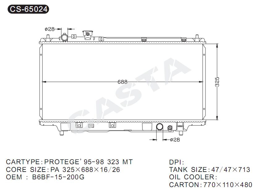 Wholesale auto radiator for Mazda Protege'95-98 323Mt