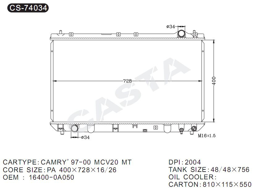 High efficient auto parts Radiator for Camry'97-00 Mcv20 Mt