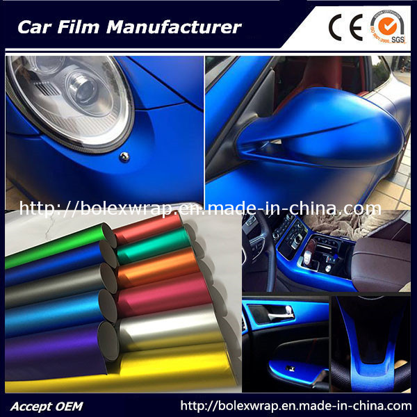 Hot Sell Blue Matt Chrome Ice Film Car Wrap Adhesive Vinyl 1.52m Width