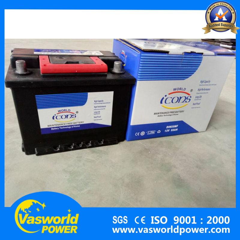 China Factory Price DIN55 Automotive Lead Acid Mf Car Battery