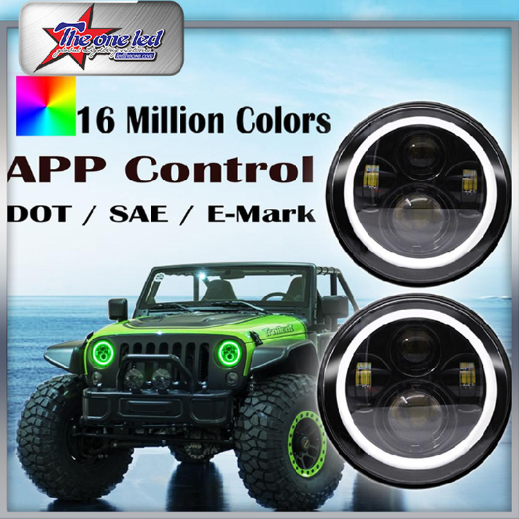 Angle Halo RGB LED Headlights for Jeep Wrangler