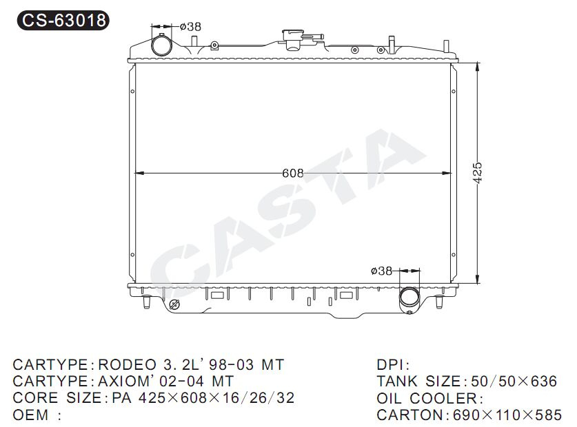 High performance auto parts for Isuzu Rodeo 3.2l'98-03/Axiom'02-04mt