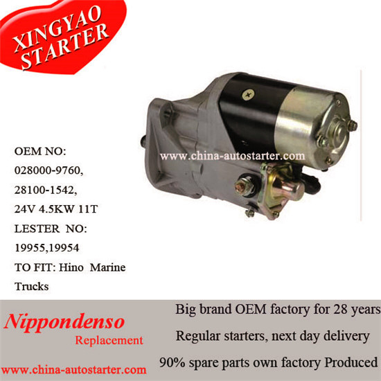 Hino Heavy Truck Used 4.5kw 24V Starter Lester 19955
