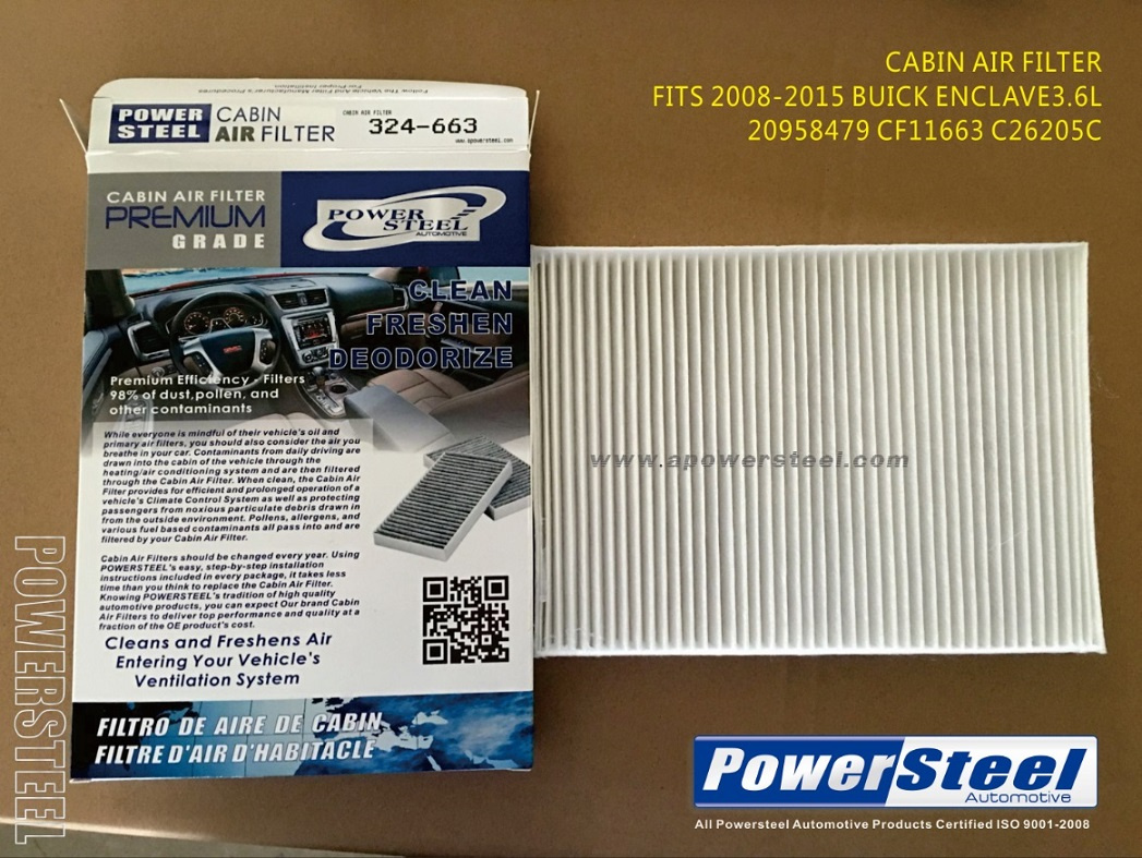 CF11663 20958479 C26205c Wp10074 Powersteel Cabin Air Filter; for Buick Enclave 2008-2016 for chevrolet Traverse 2009-2016gmc Acadia 2007-2016