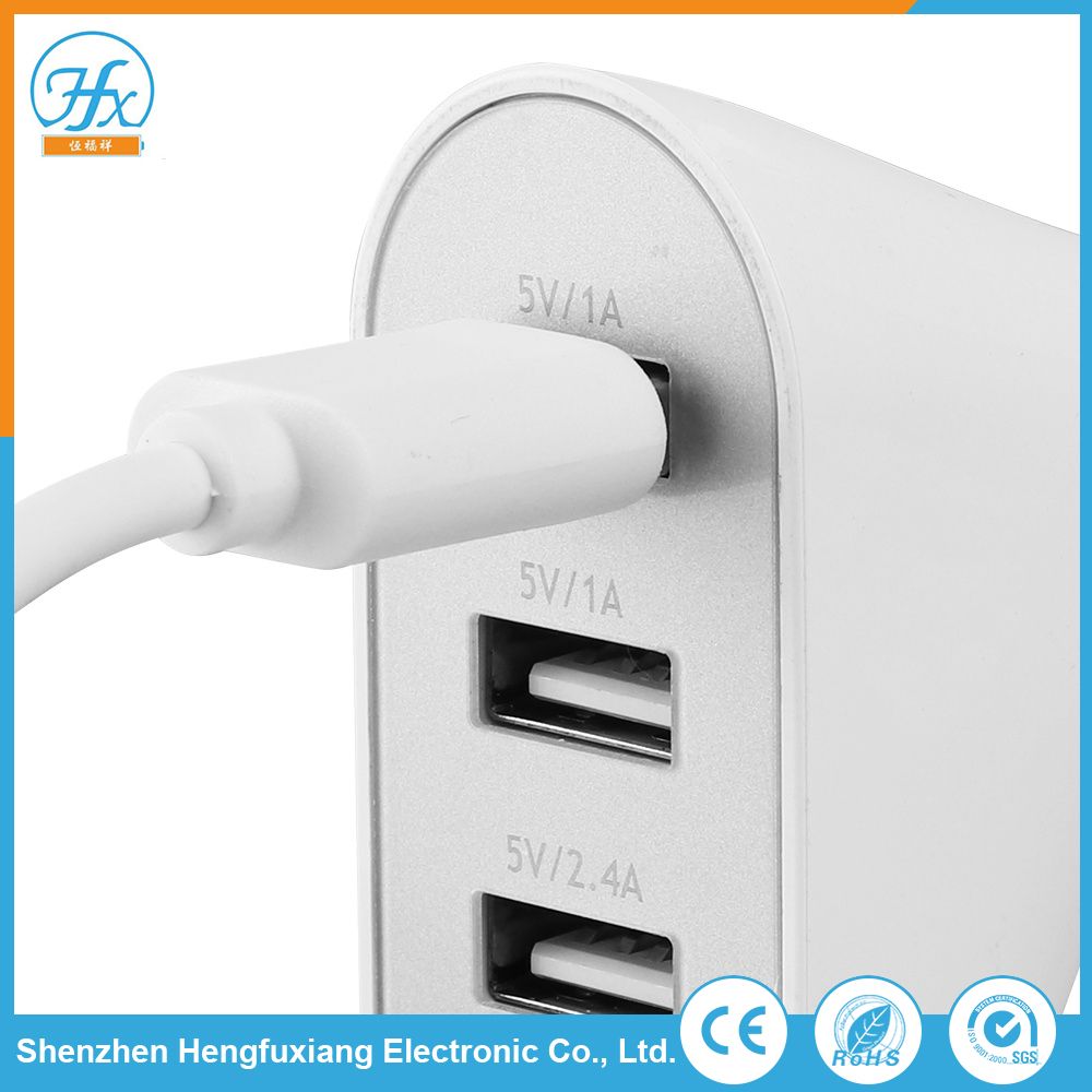 Universal White 5V/6.8A Car Four USB Charger for Mobile Phone