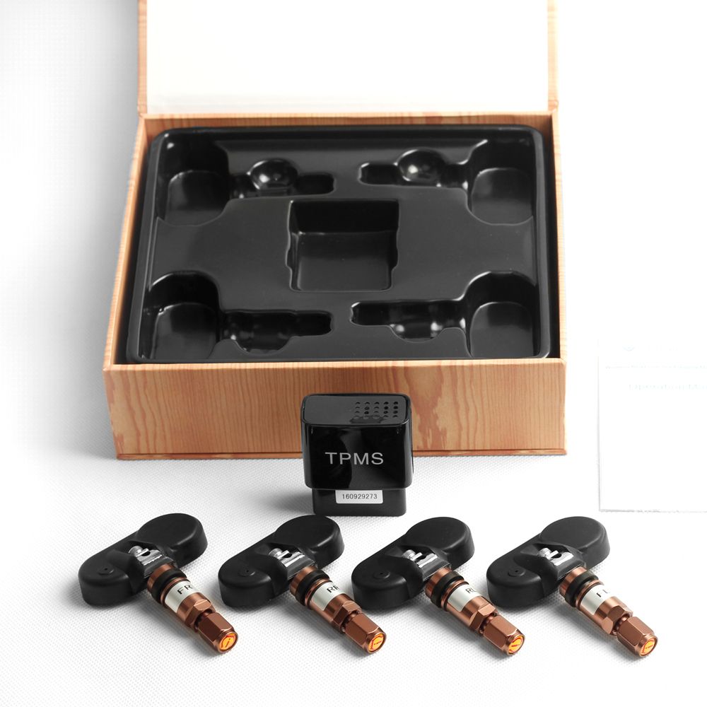 Universal Car Tire Pressure Monitor System TPMS with 4 Sensors OBD Bluetooth on Phone APP