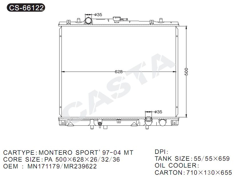 For Mitsubishi Montero Sport'97-04mt Aluminum Plastic Auto Radiator