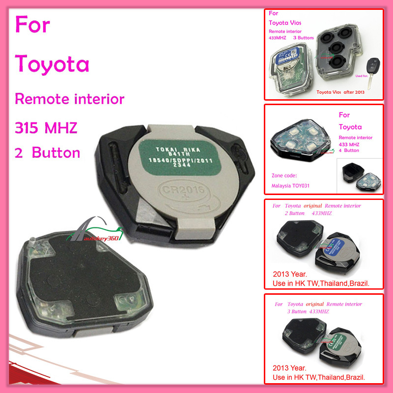 Remote Interior for Original Toyota with 3 Buttons 433MHz