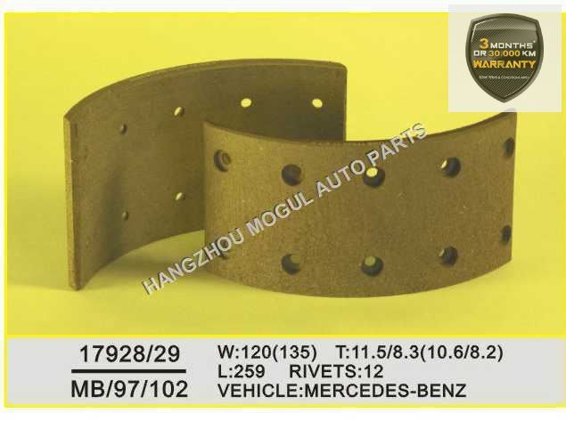 High Quality Brake Lining for Heavy Duty Truck Made in China (MB/97)