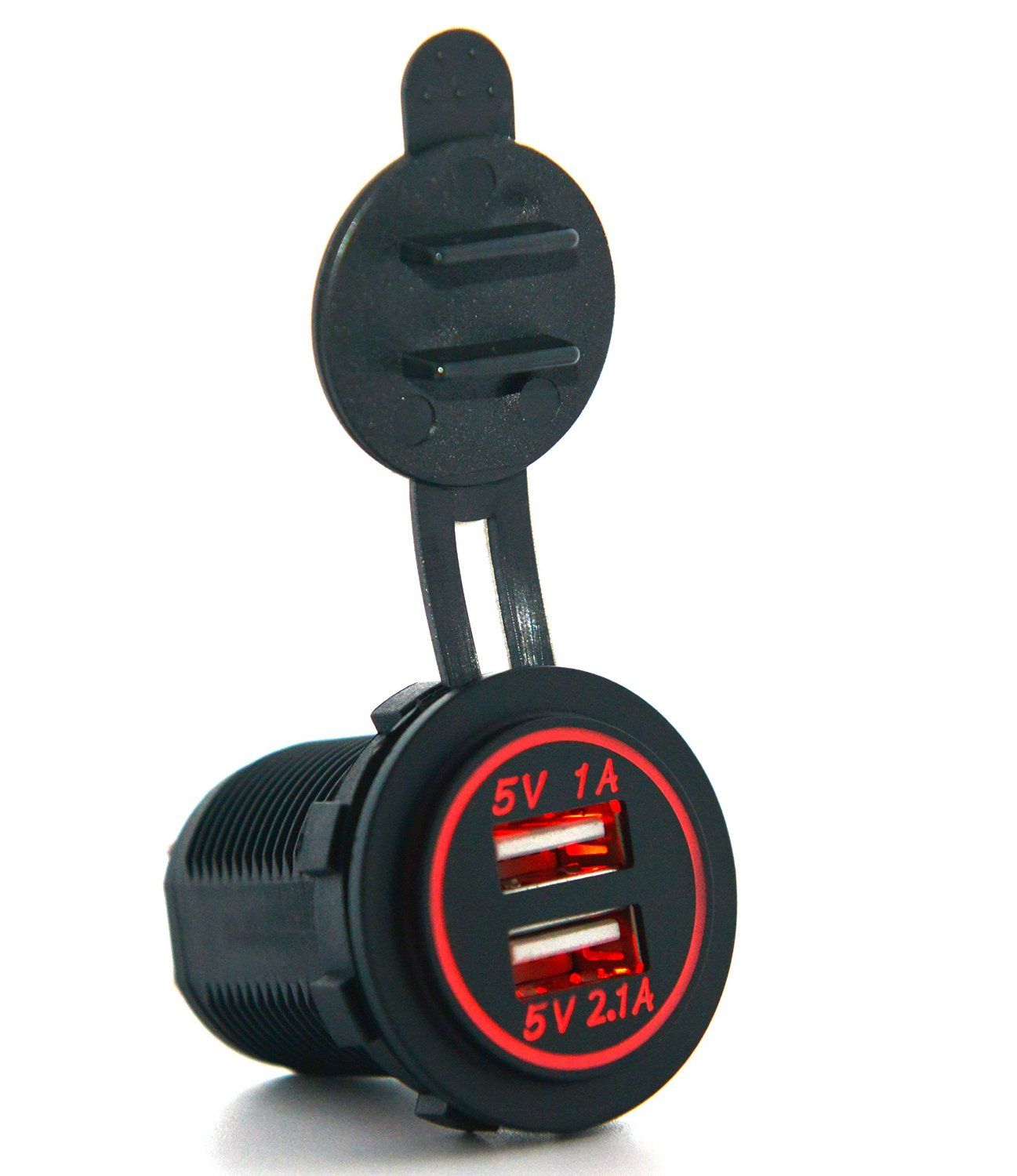 Dual USB Charger Socket Power Outlet 1A & 2.1A for Car Boat Marine Mobile