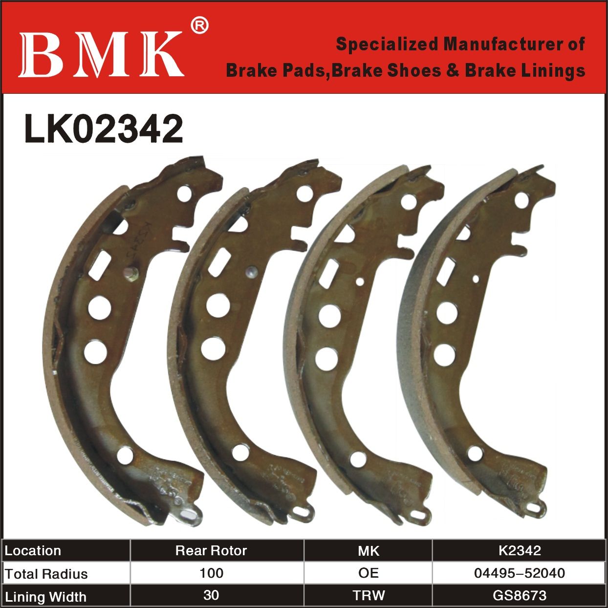 High Quality Brake Shoe (K2342) for Toyota